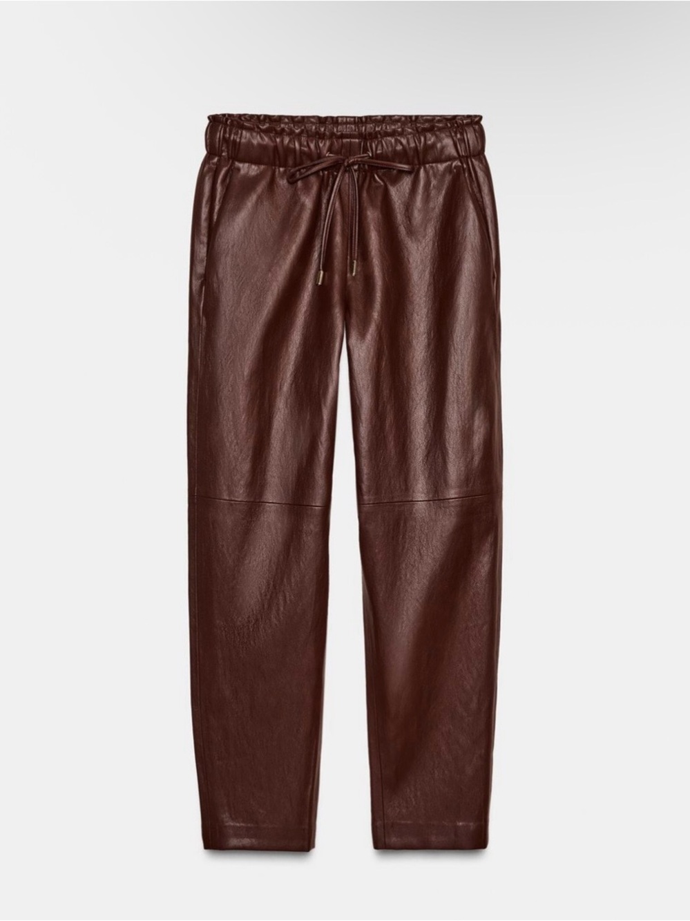 ZARA Faux Leather Elastic Waist Pants in Maroon